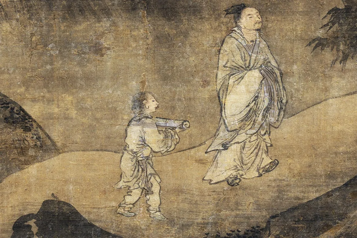 夏圭(款)山水人物画《山居图》局部 (3)