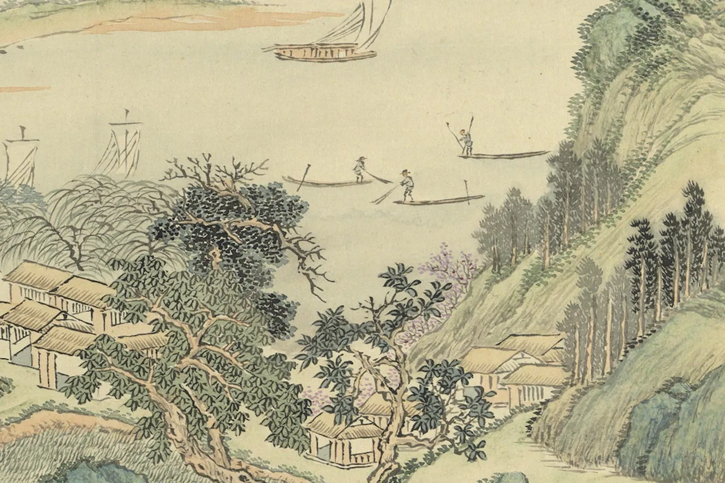 周鲲仿王翚山水画册高清大图局部细节(8)