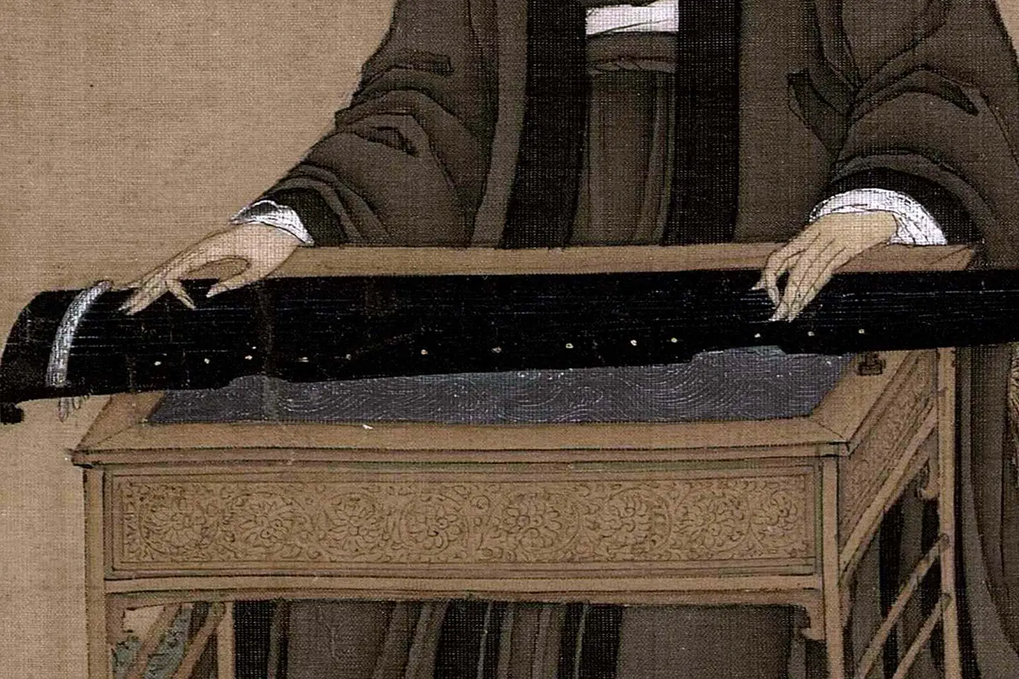 宋徽宗赵佶《听琴图》高清大图局部 (2)