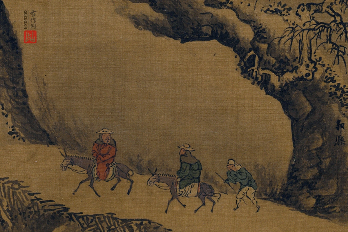 郭熙雪景山水《雪山行旅图》局部 (1)