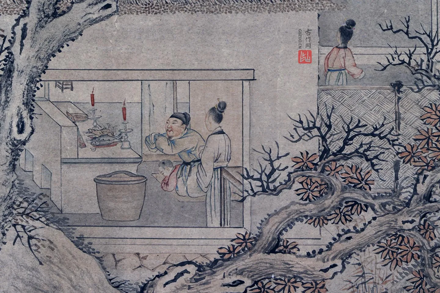 周鲲山水画《高宗御书范成大祭灶词》局部 (2)