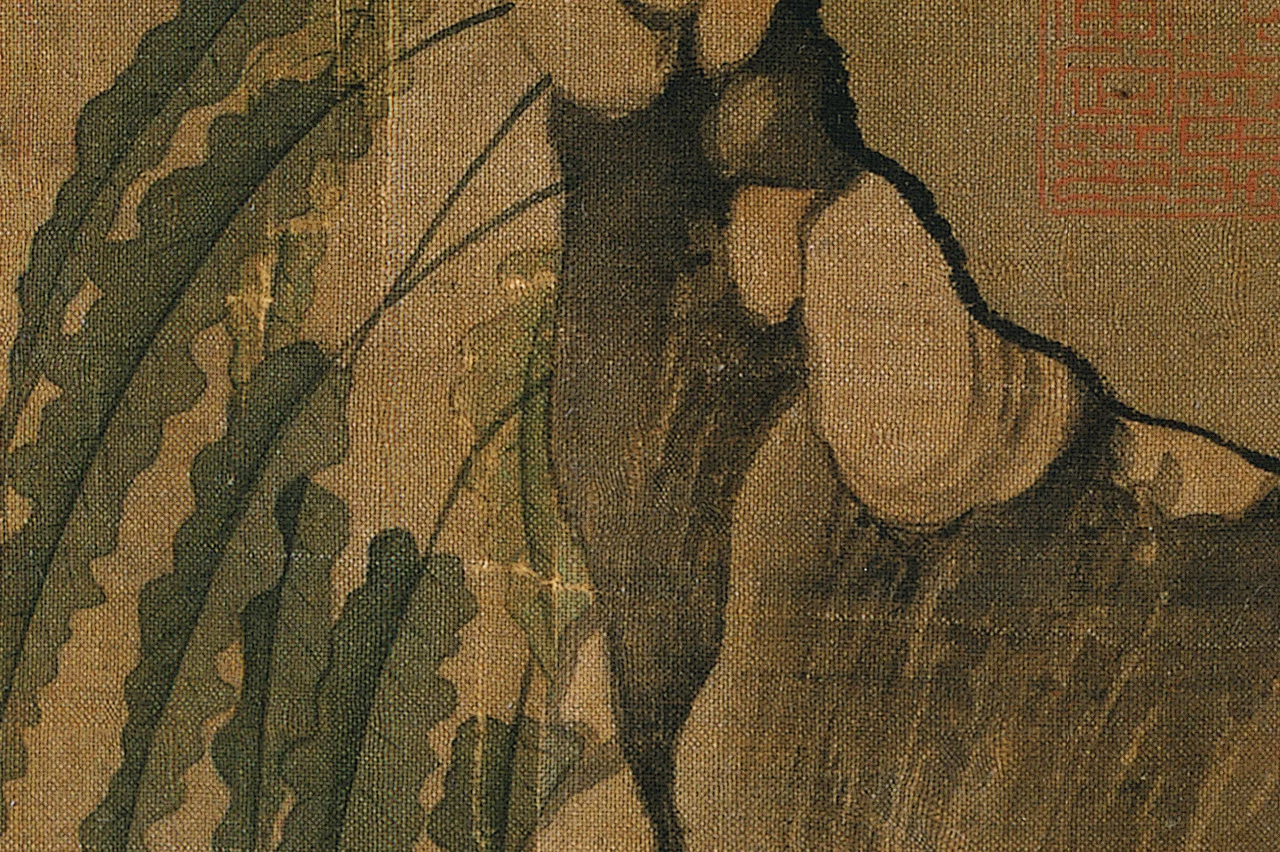 宋徽宗赵佶《竹禽图》花鸟画高清大图局部 (5)