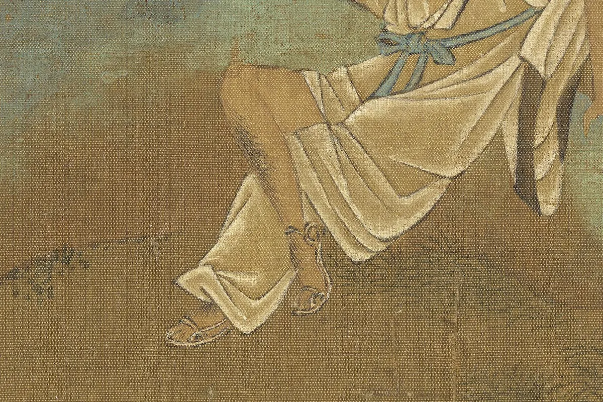 夏圭山水人物《秋林高士图》高清局部 (2)