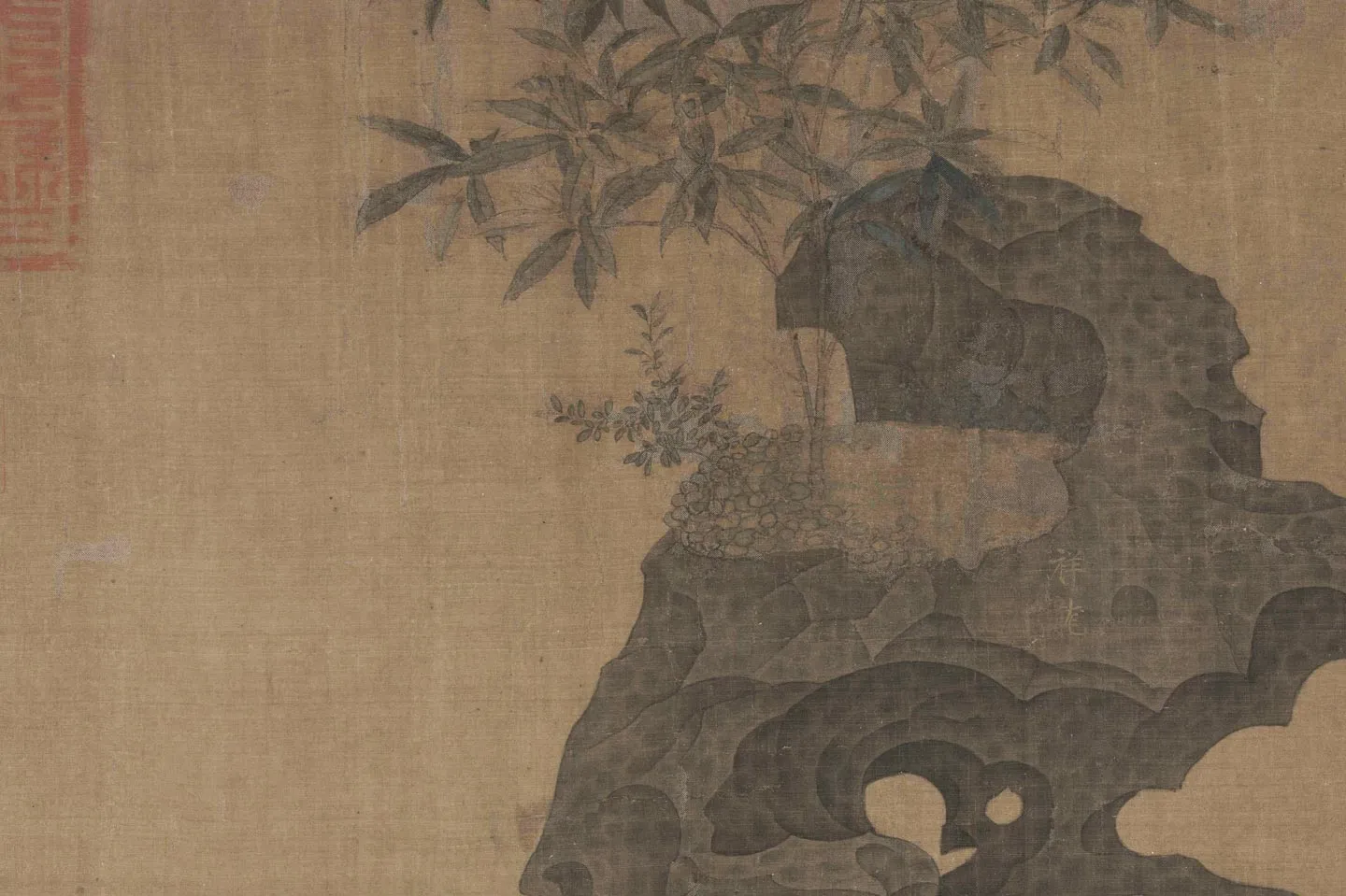 宋徽宗赵佶《祥龙石图》局部 (1)