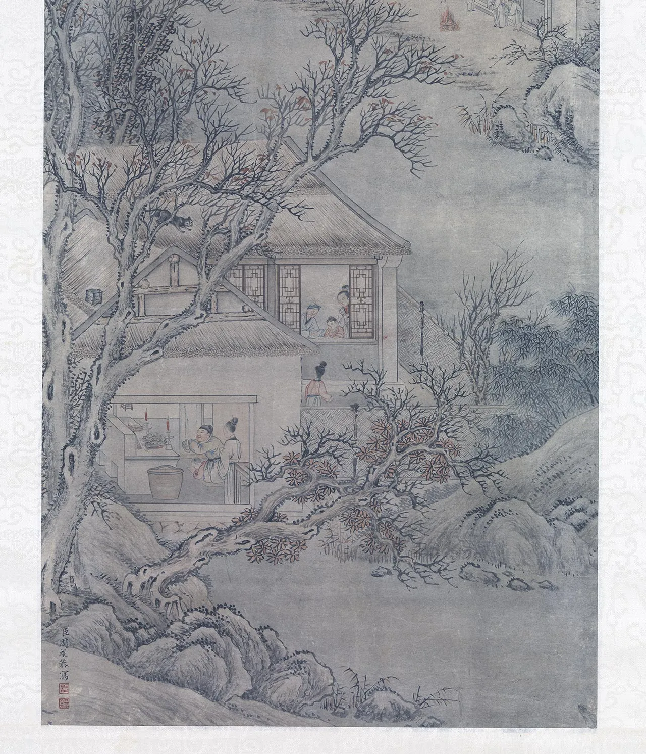 周鲲山水画《高宗御书范成大祭灶词》轴_03