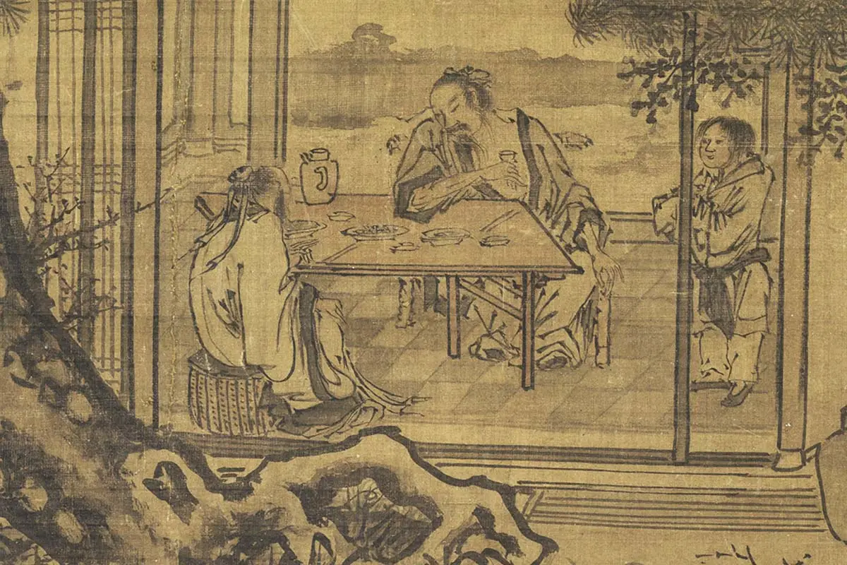 传夏圭《山居留客图》局部 (1)