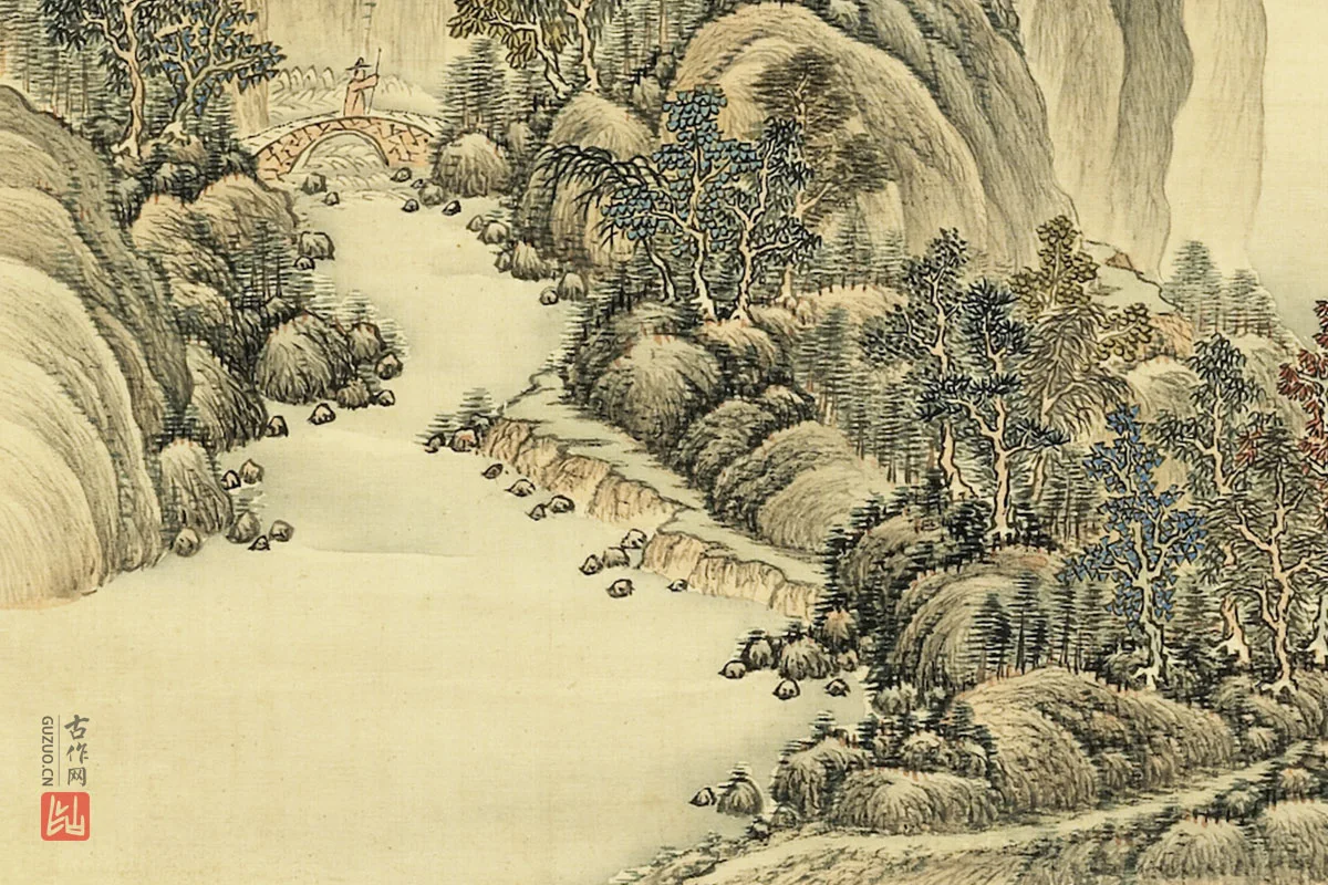 清·张雨森《仿文伯仁山水》局部 (3)