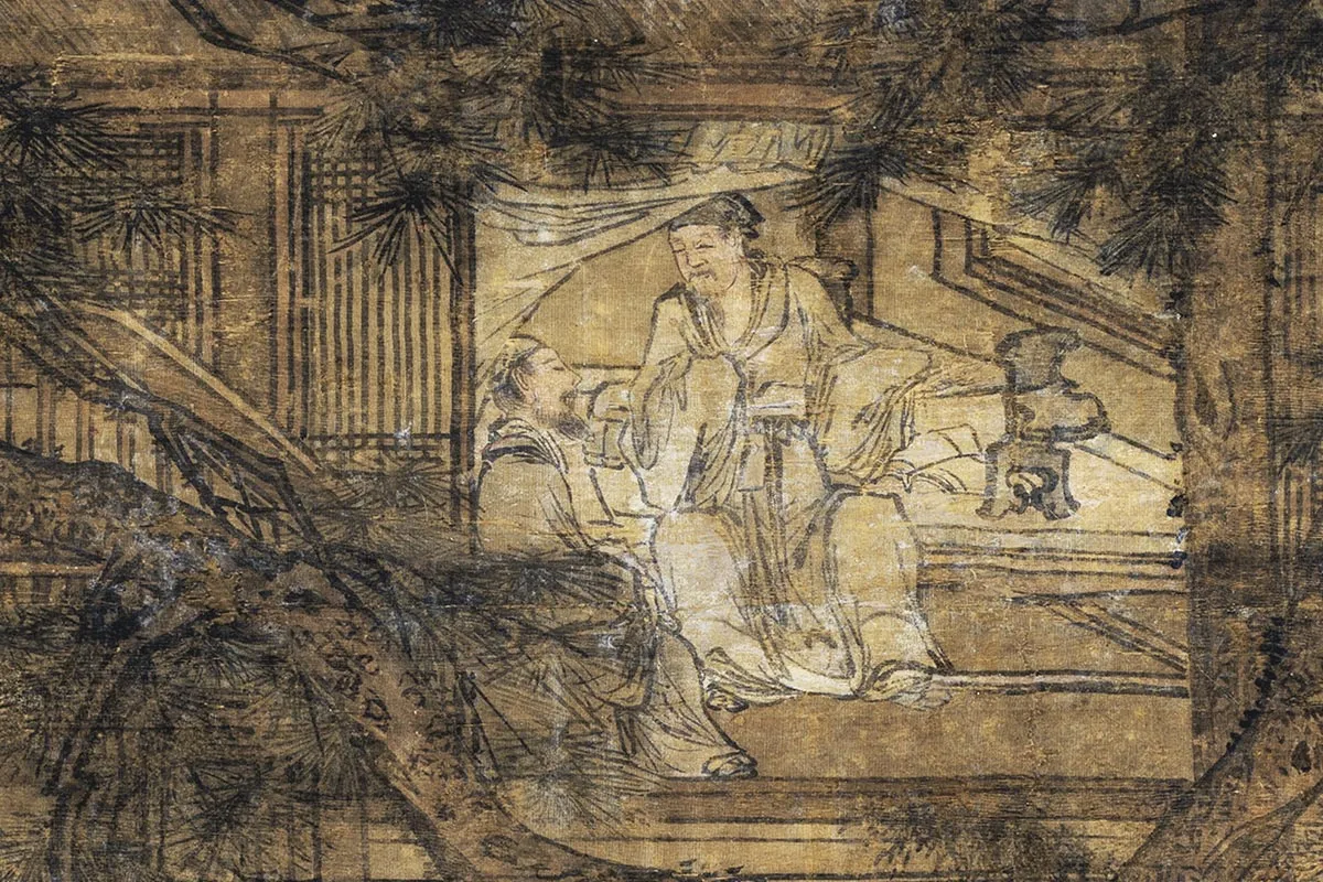 夏圭(款)山水人物画《山居图》局部 (1)