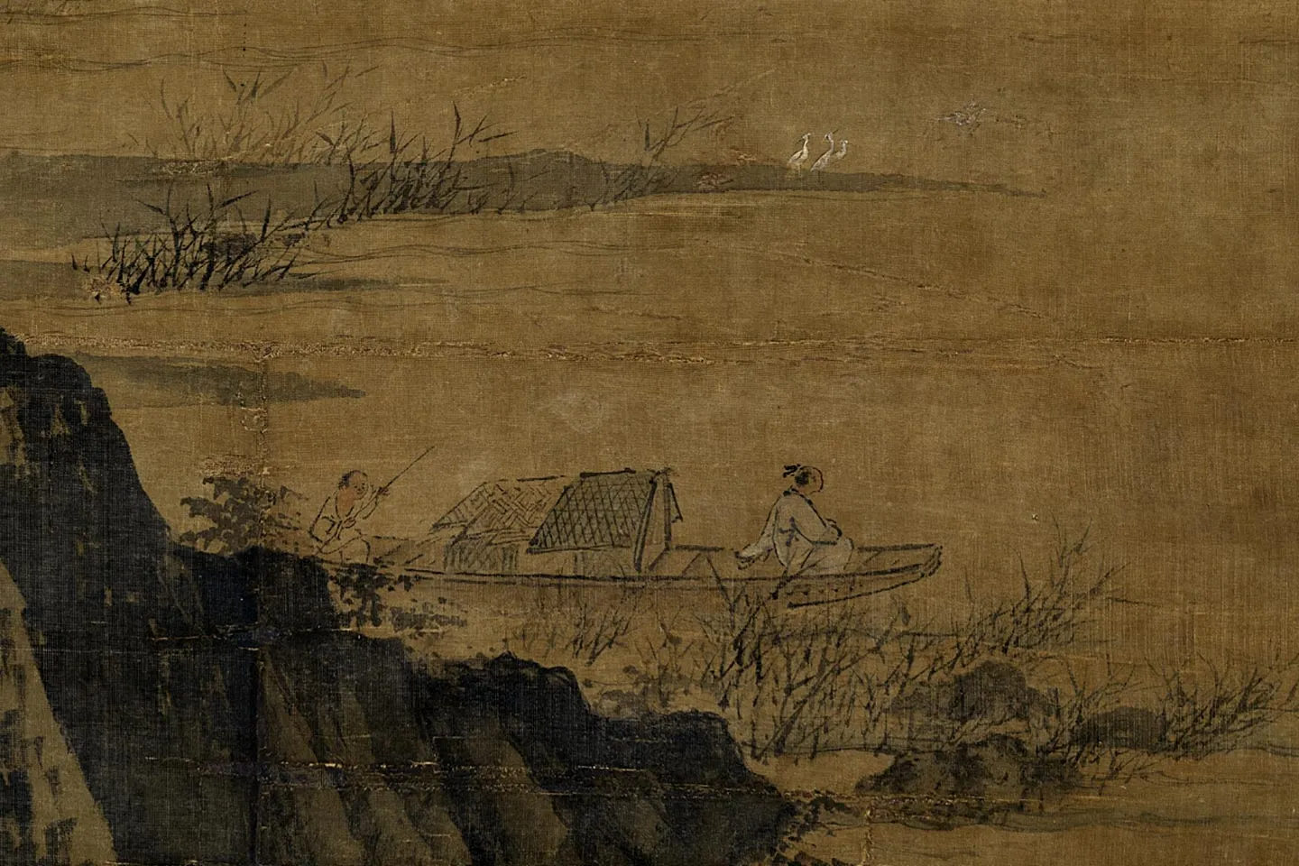 夏圭山水画《归棹图》高清局部 (2)