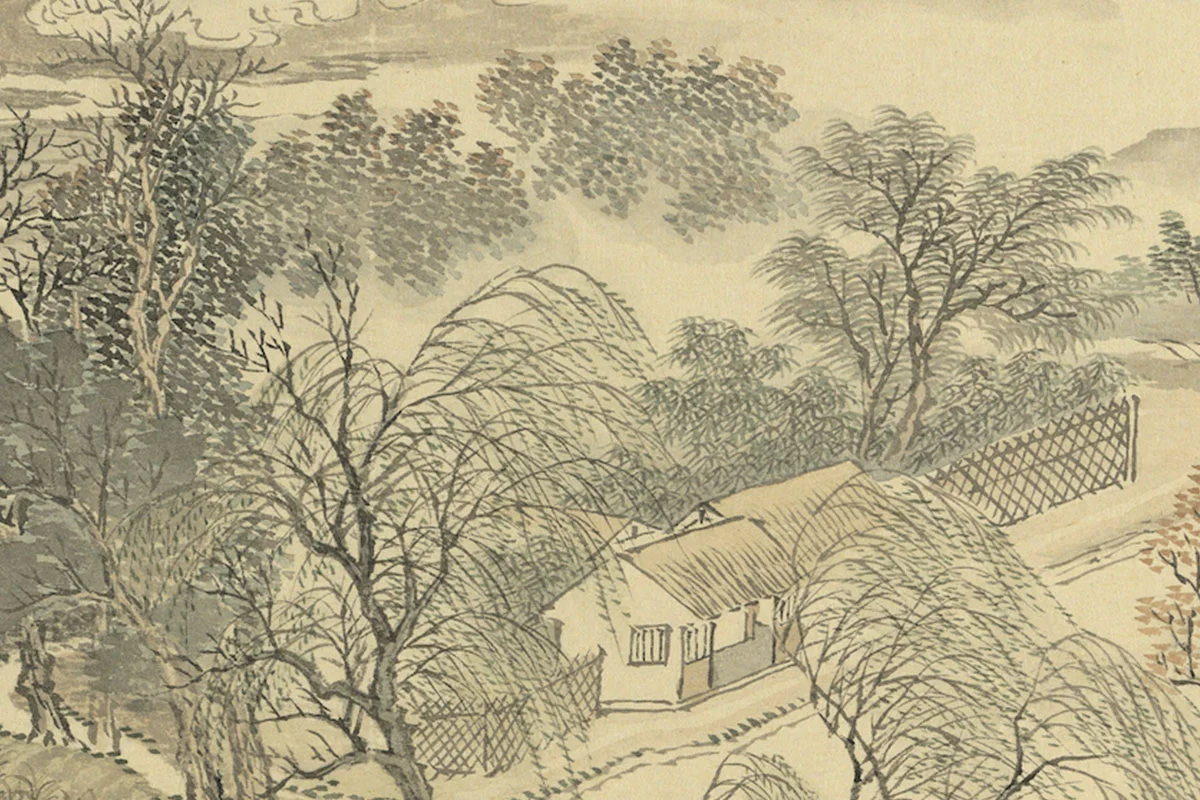 周鲲仿王翚山水·湖阴泛鸭山水画局部 (3)