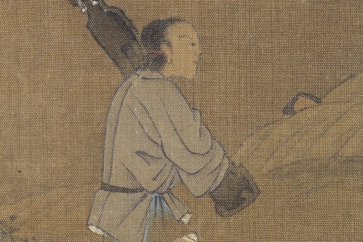 夏圭山水人物《秋林高士图》高清局部 (3)