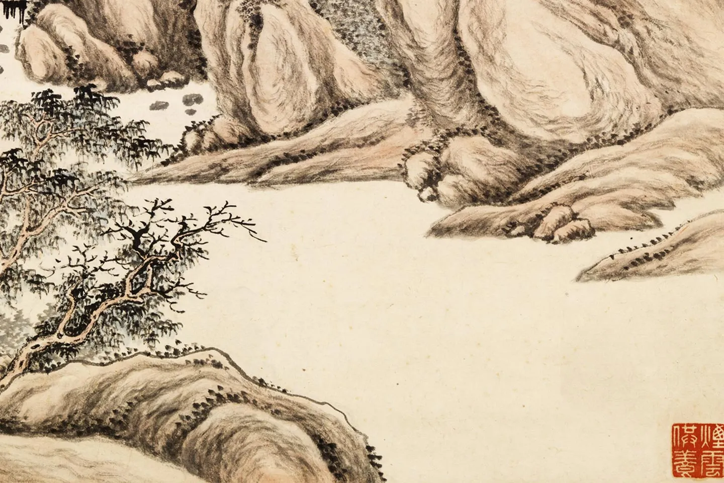 唐岱《千山落照图》局部 (2)