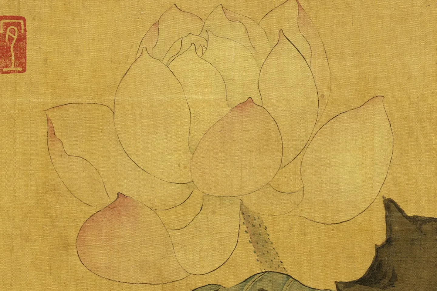 陈洪绶画荷花轴局部 (1)