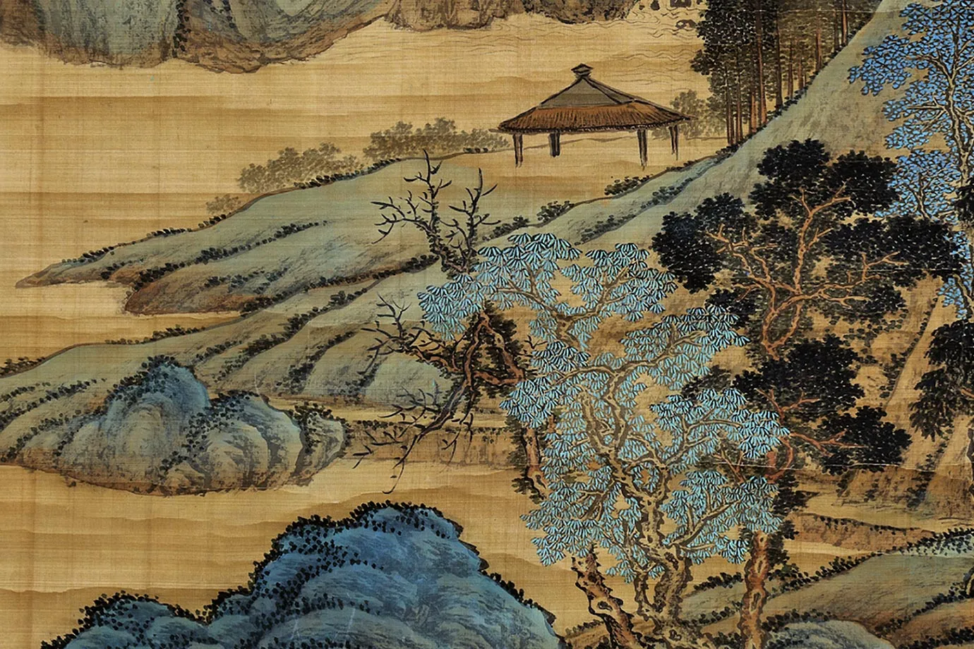 唐岱仿赵孟頫青绿山水《夏山高逸图》局部 (2)