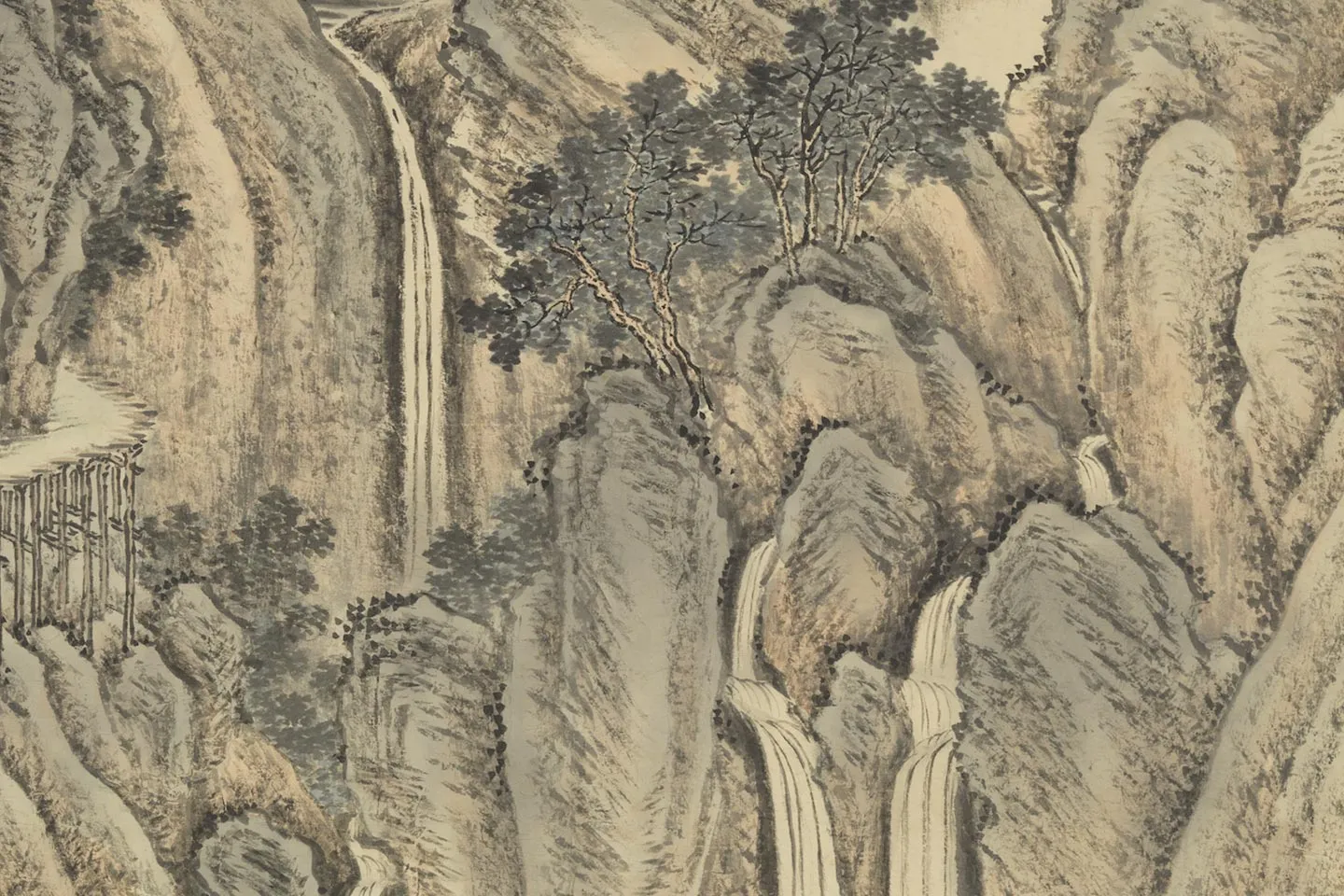 唐岱山水画《仿范宽秋山瀑布》局部 (5)