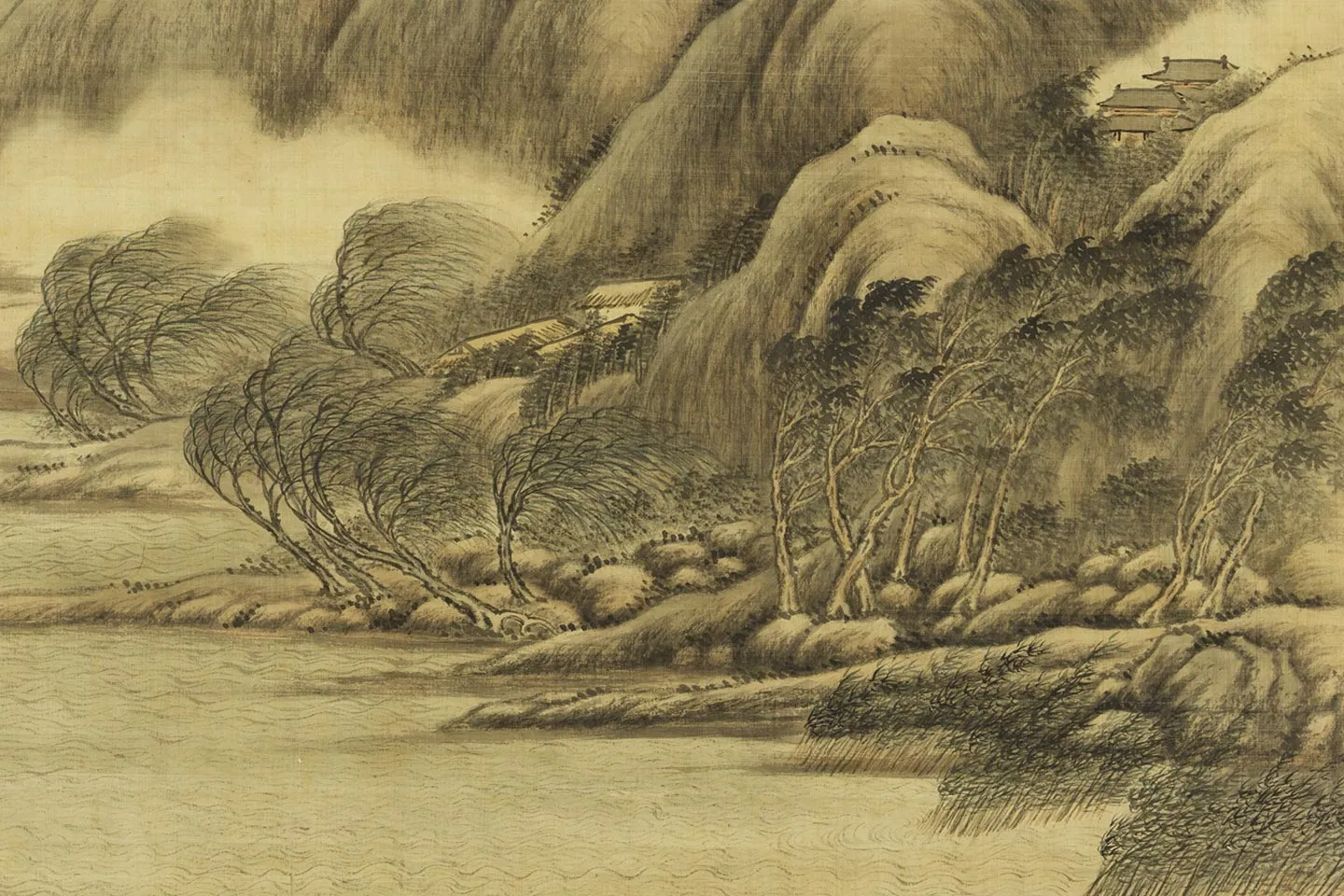 唐岱《风雨归舟图》局部 (5)