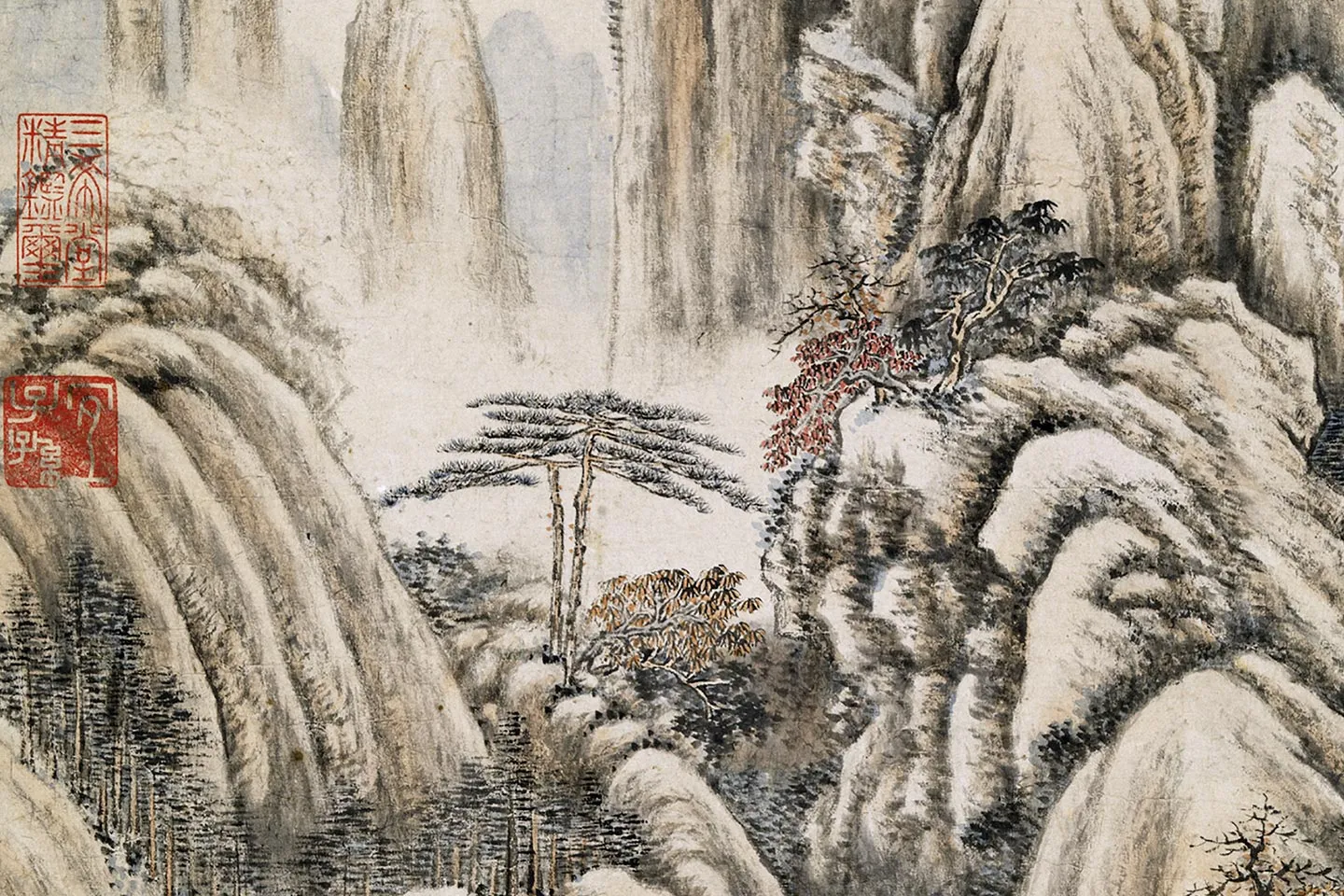 唐岱山水画《归隐图》局部 (3)