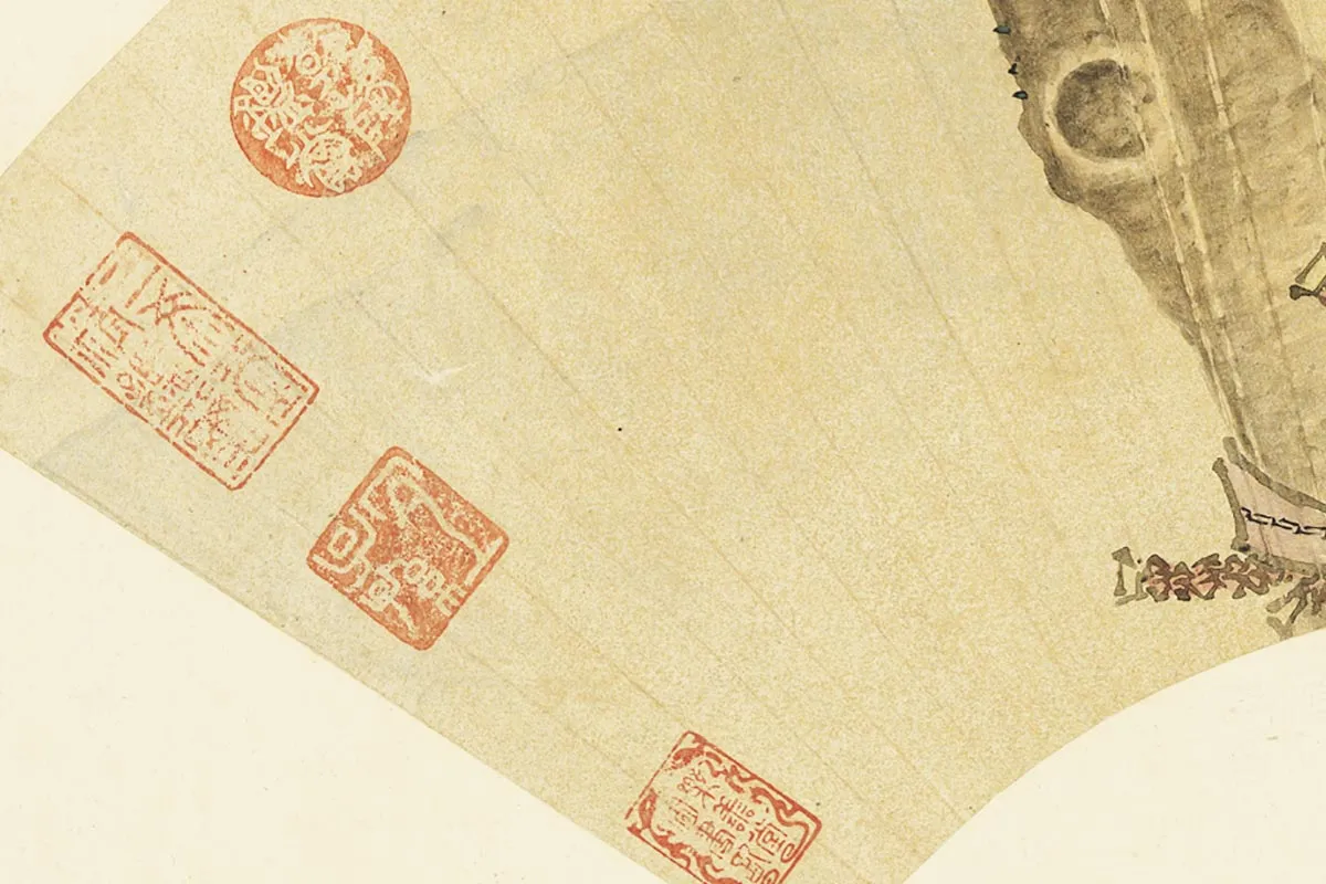 陈洪绶《著色桃花扇面》局部 (3)