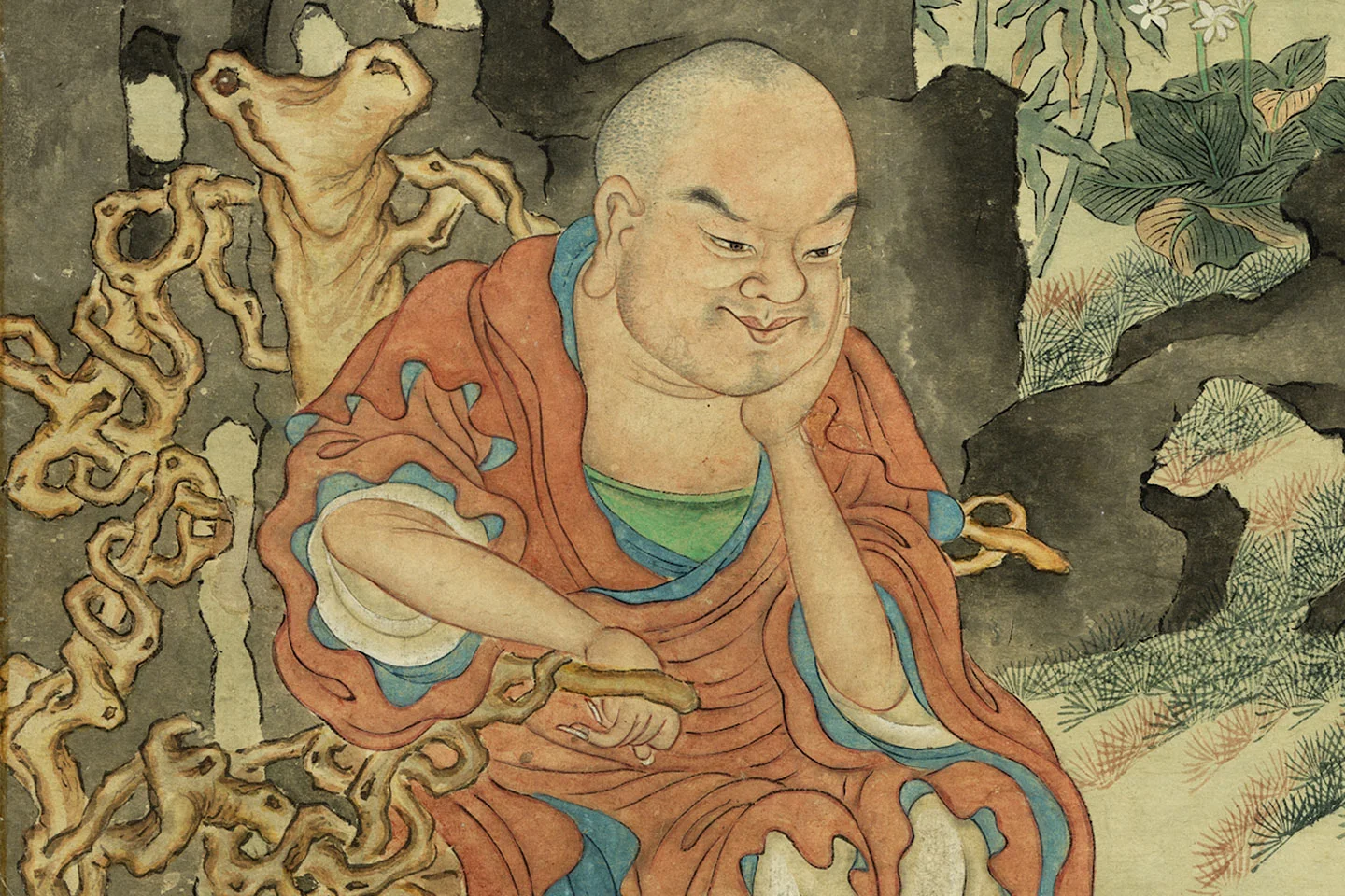 陈洪绶佛道人物画《罗汉图》局部 (1)