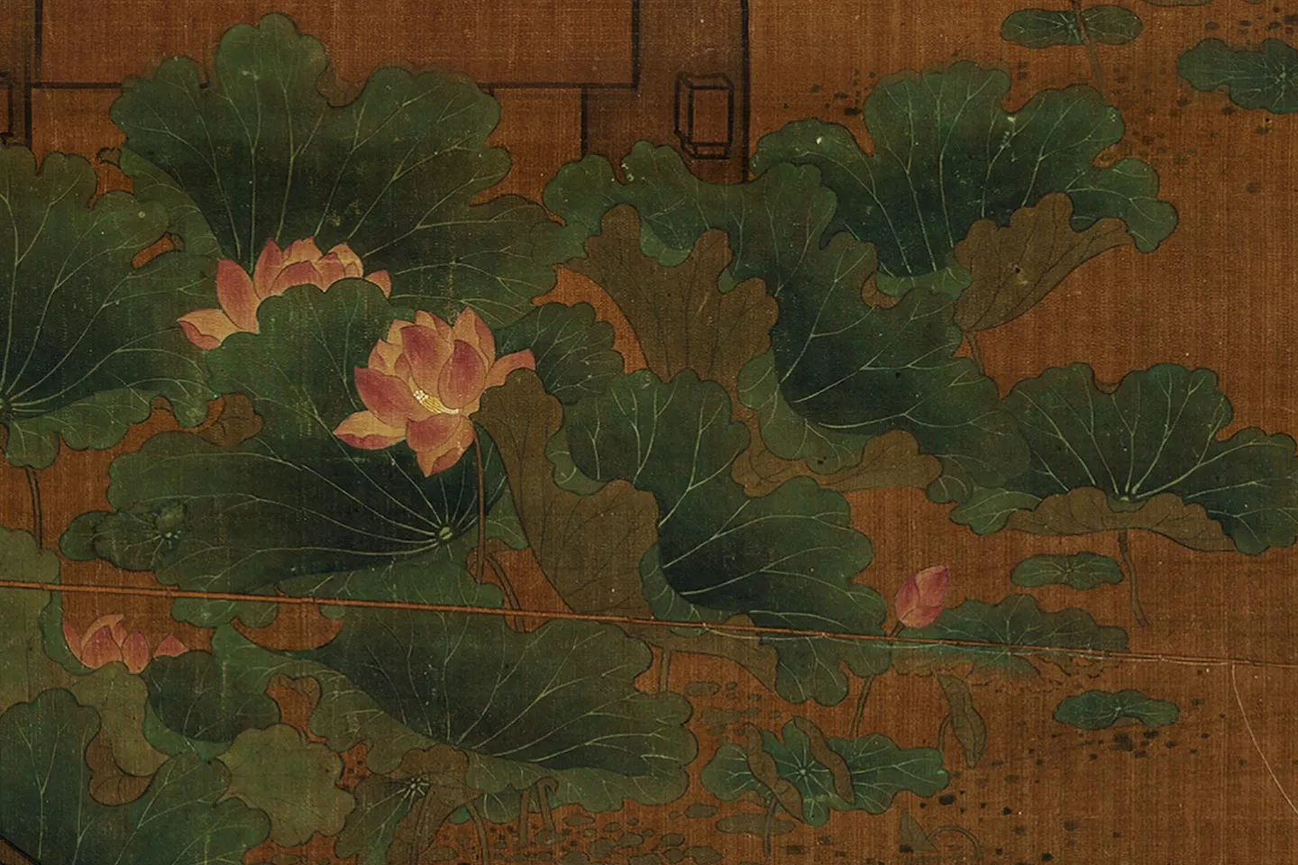 周文矩《荷亭奕钓仕女图》局部 (4)