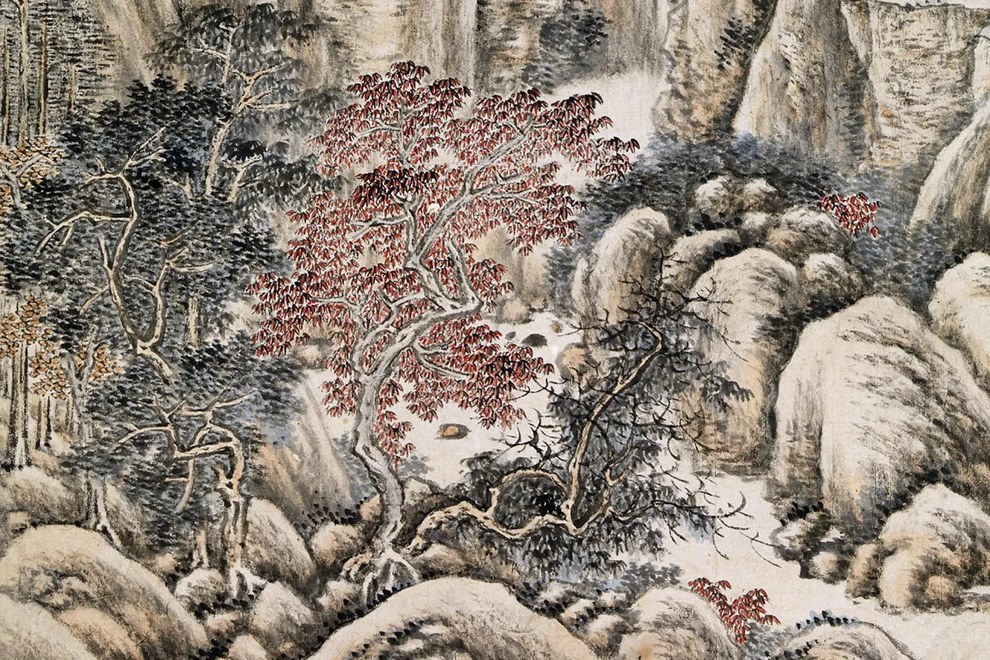 唐岱山水画《归隐图》局部 (1)