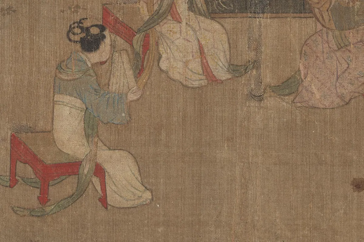 周文矩仕女画《按乐图》局部 (3)