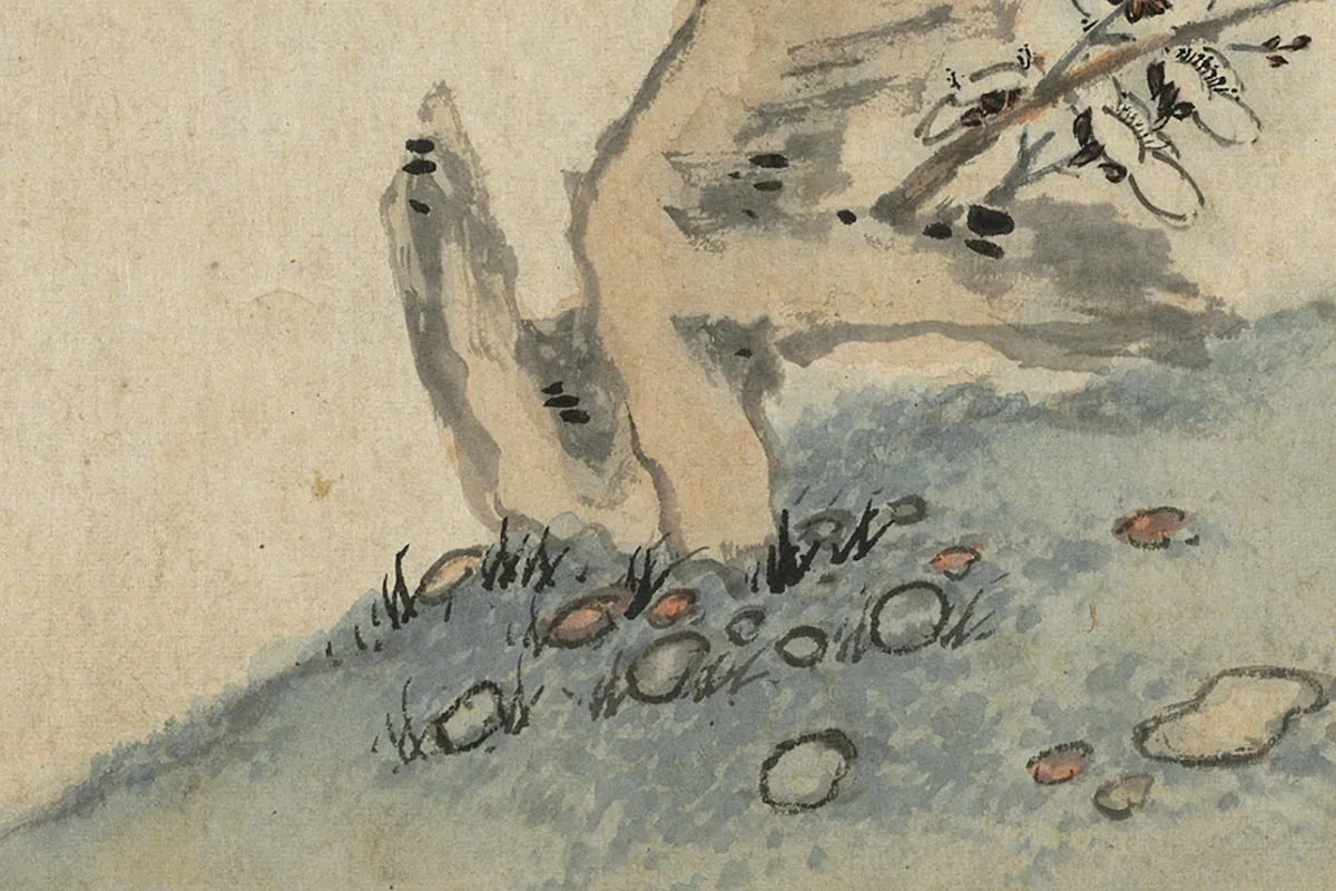 陈洪绶《梅石松鼠图》局部 (3)