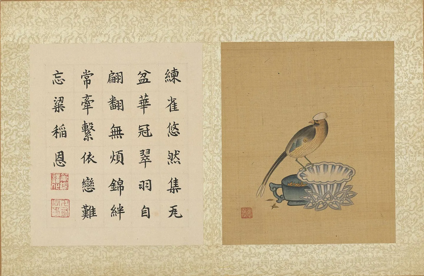 陈洪绶工笔画《练雀图》