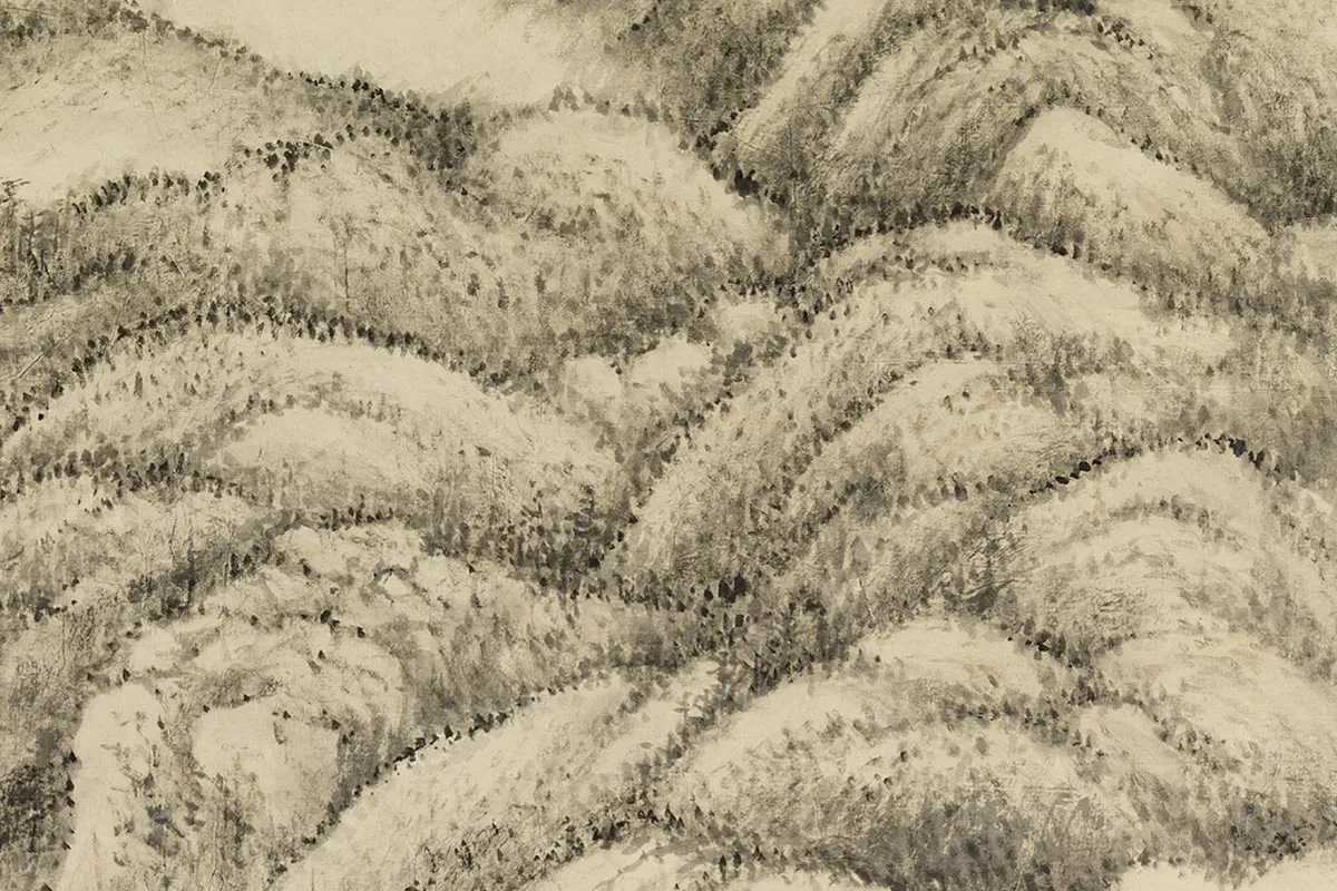 方士庶田园山水画《仿董源夏山烟霭图》局部 (9)