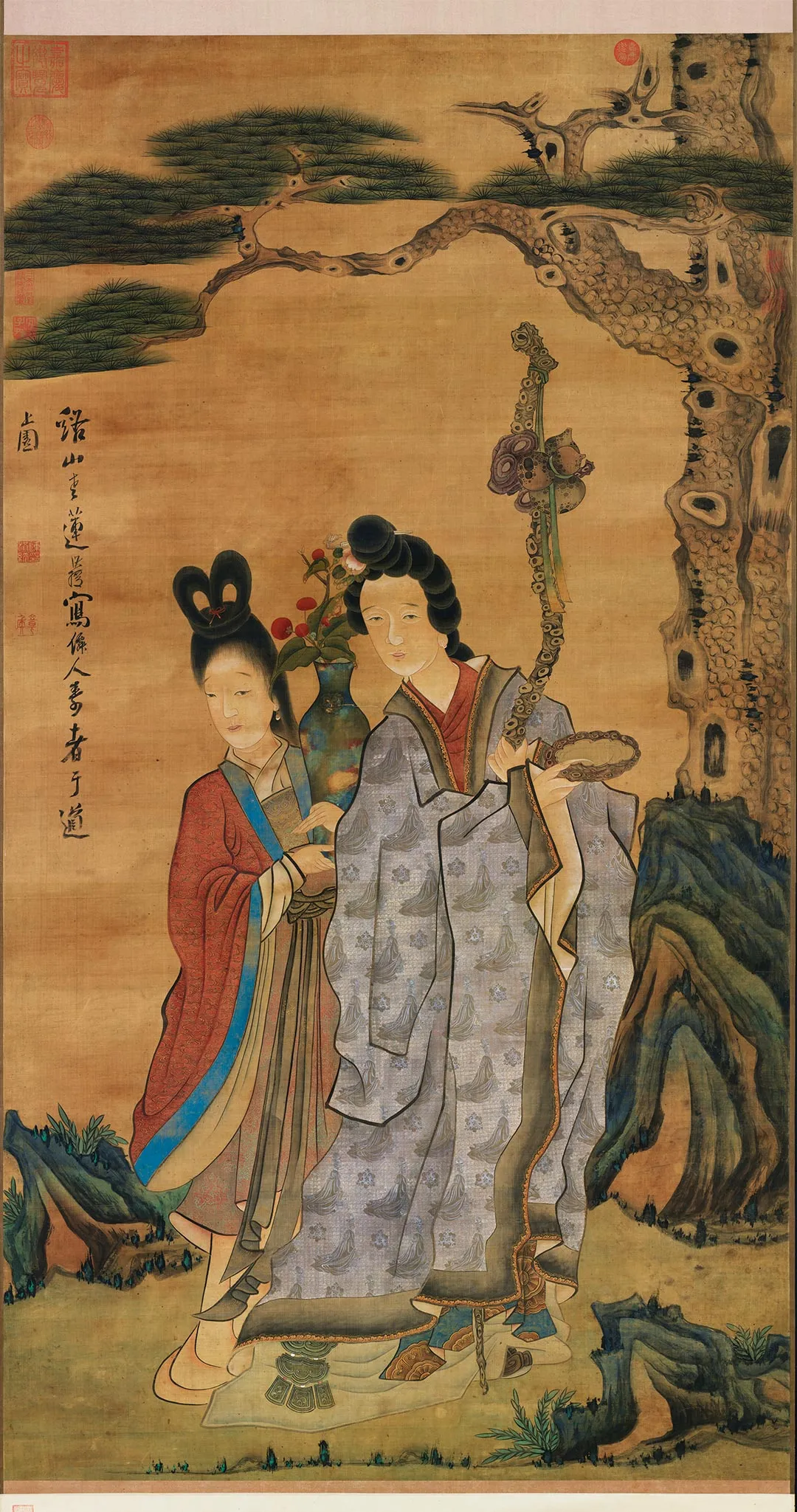 陈洪绶佛道人物画《仙人献寿图》