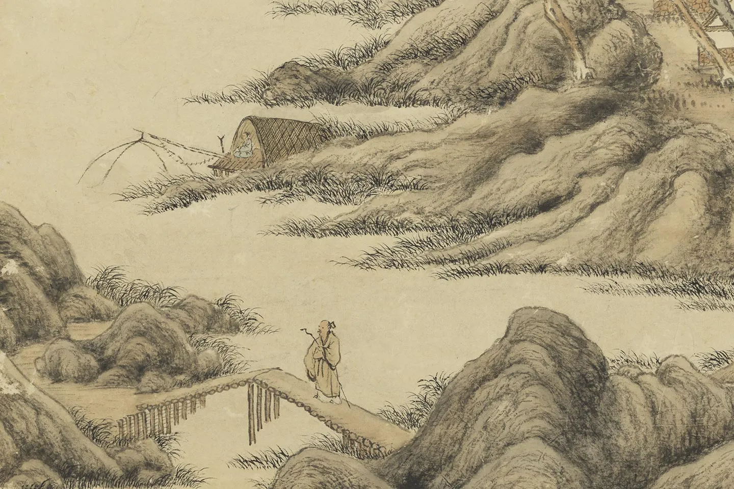 唐岱《仿王蒙山水》局部 (2)