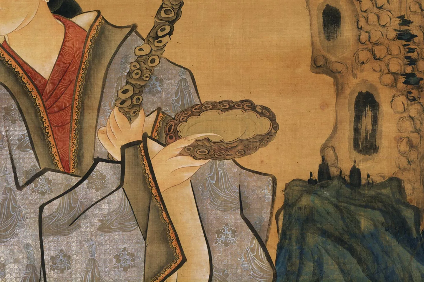 陈洪绶佛道人物画《仙人献寿图》局部 (3)