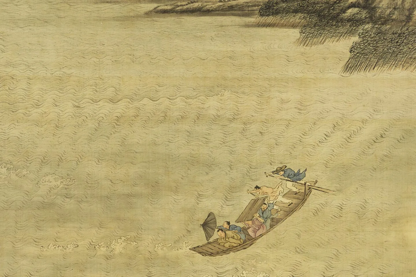 唐岱《风雨归舟图》局部 (4)