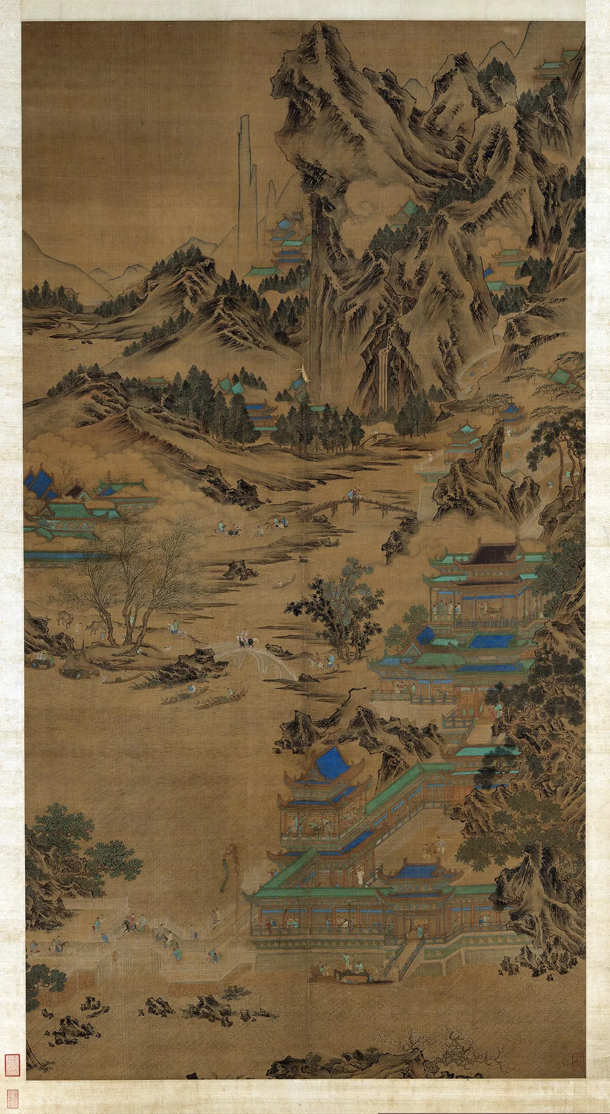 传郭熙山水楼阁画《滕王阁轴》