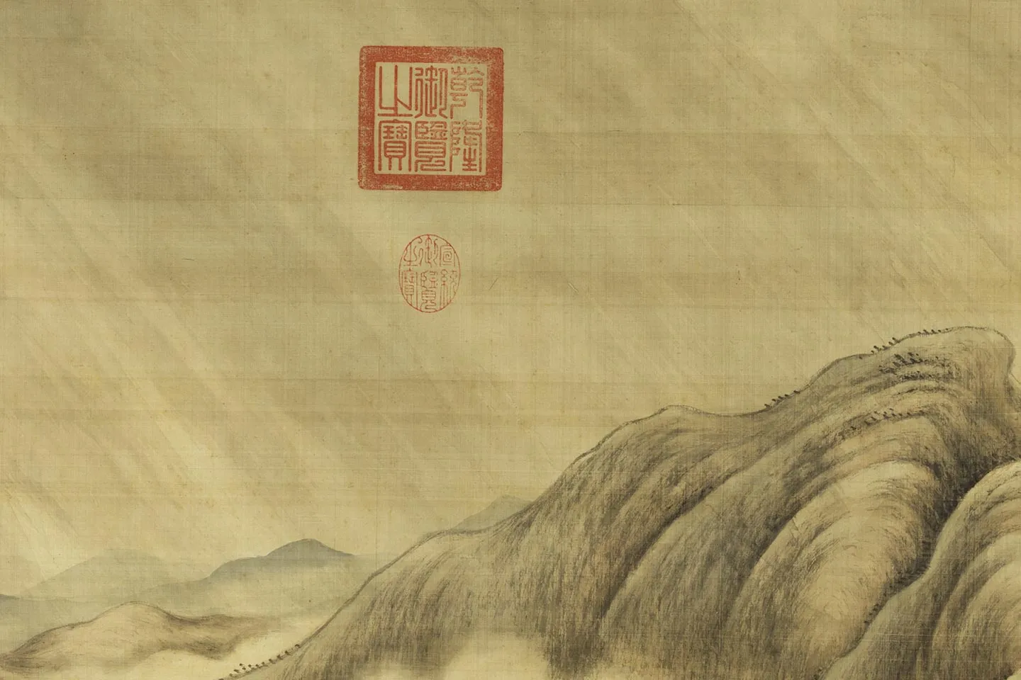 唐岱《风雨归舟图》局部 (6)