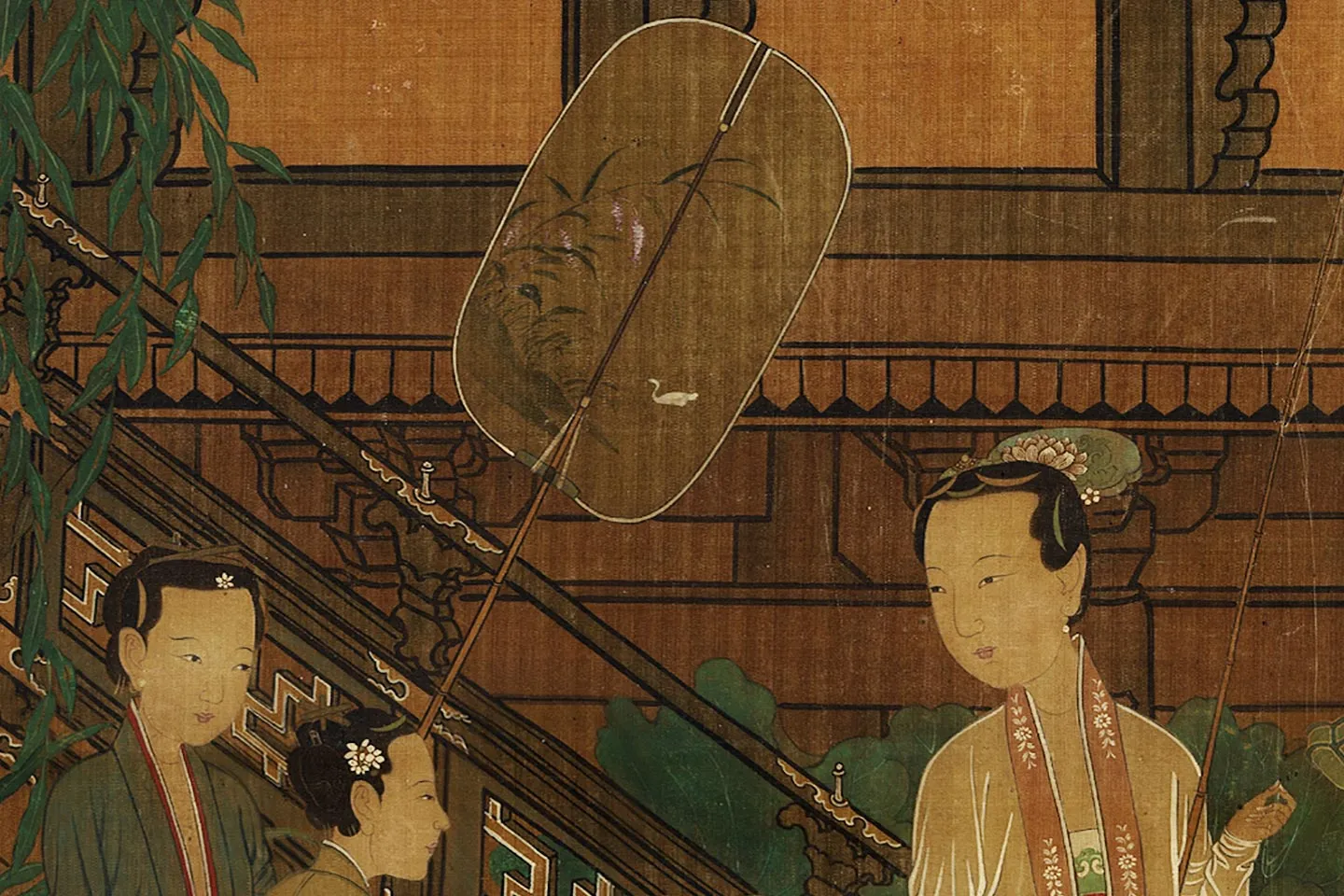 周文矩《荷亭奕钓仕女图》局部 (2)