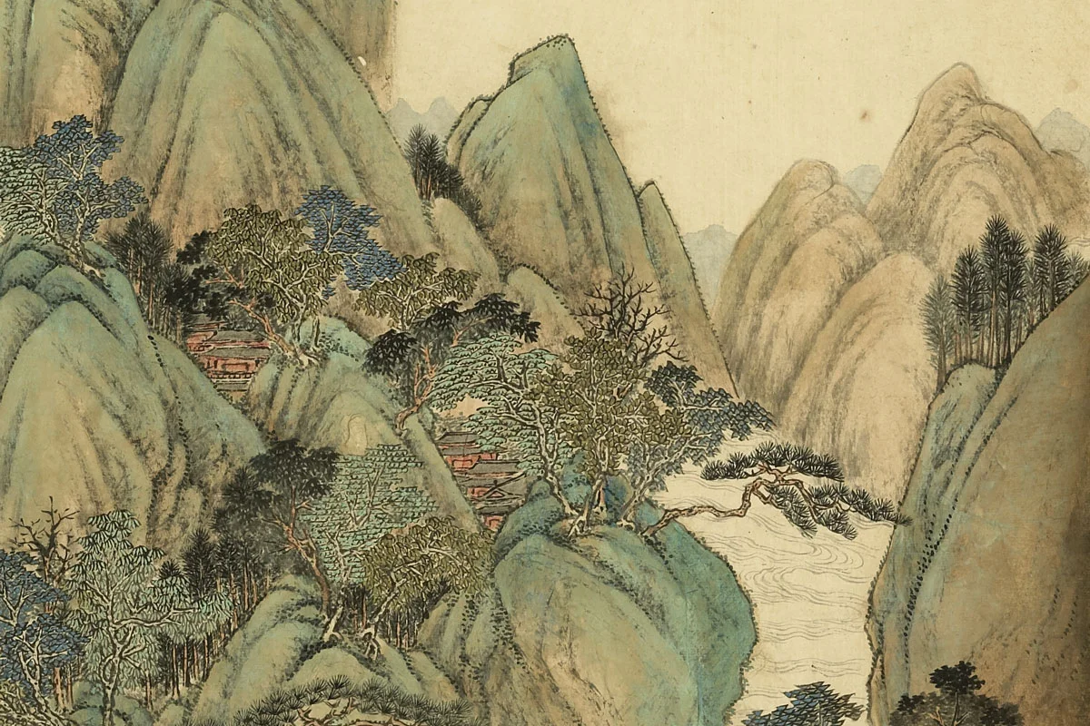 唐岱《仿赵伯驹青绿山水》局部 (3)