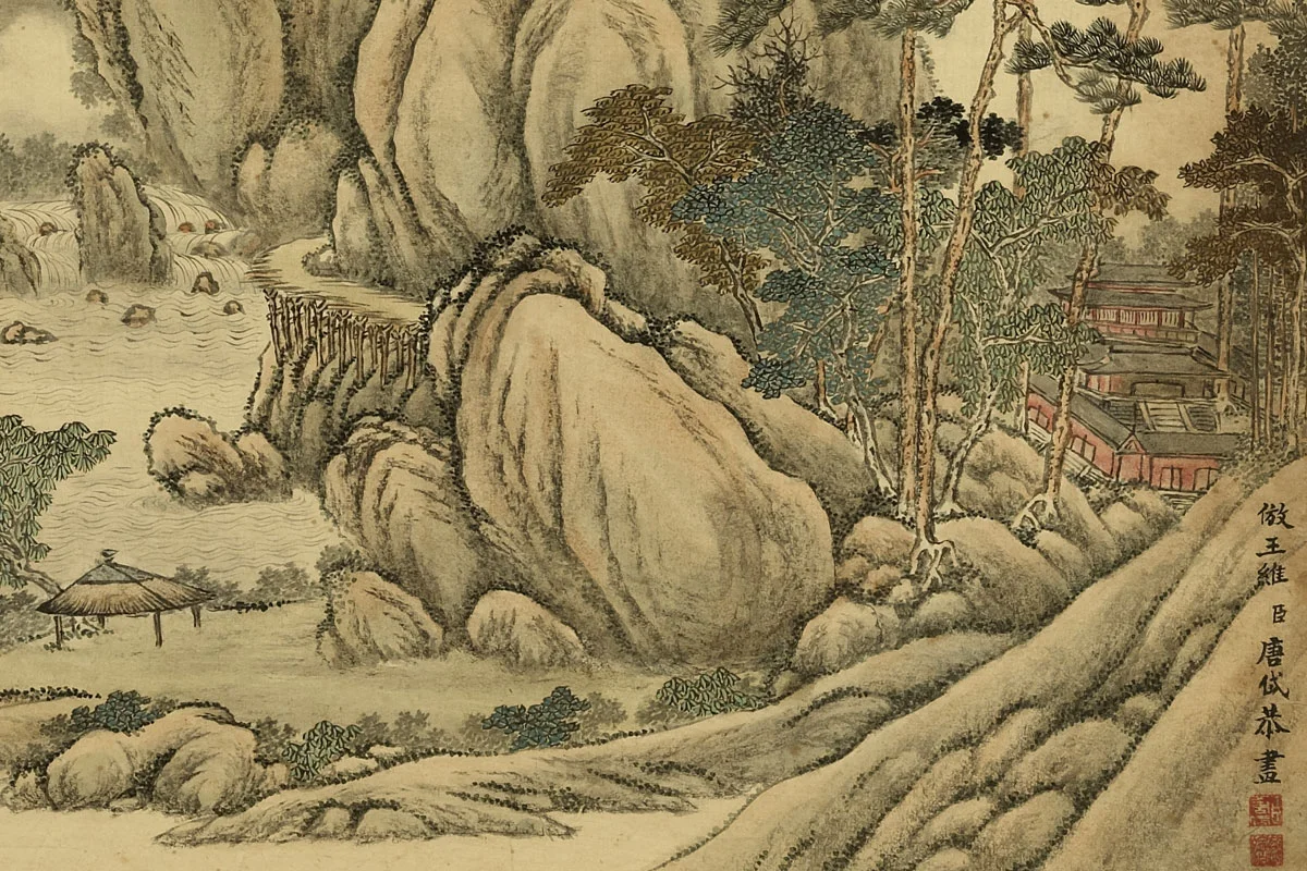 唐岱《仿王维山水》局部 (1)