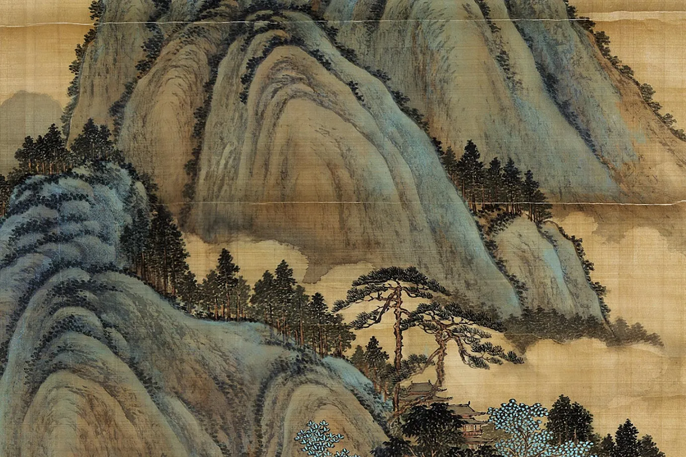 唐岱仿赵孟頫青绿山水《夏山高逸图》局部 (7)