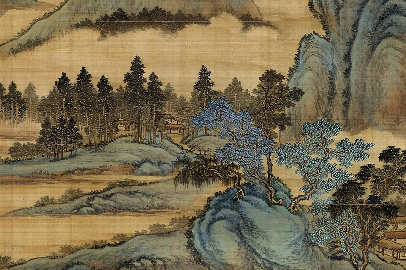 唐岱仿赵孟頫青绿山水《夏山高逸图》局部 (6)