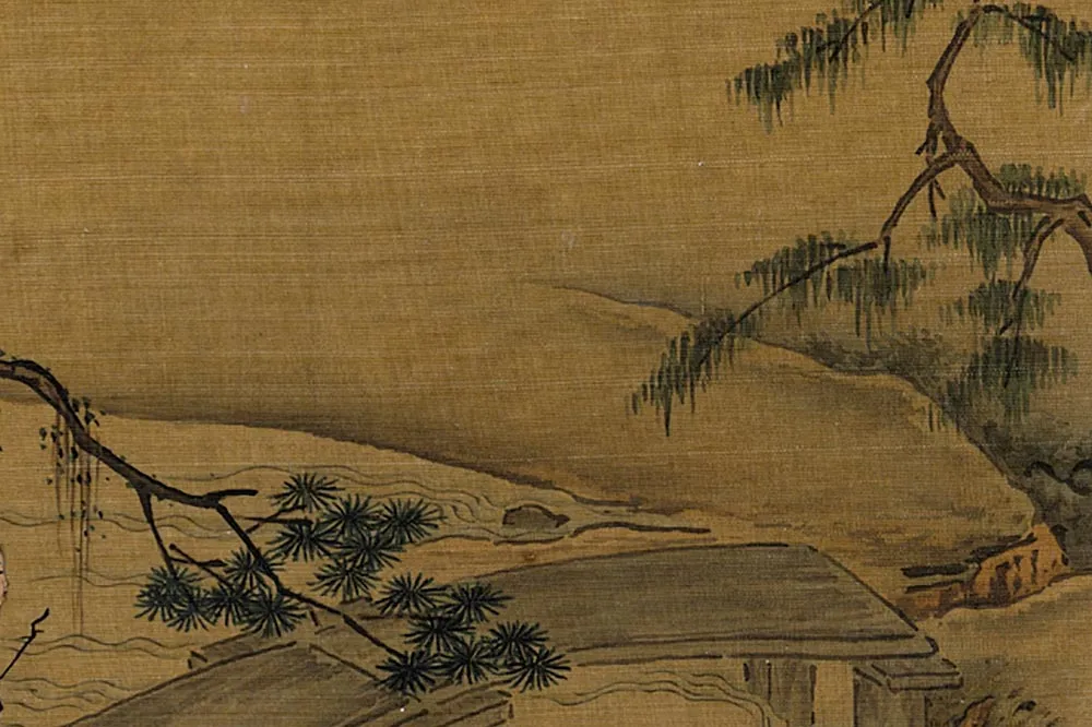 刘松年山水《溪桥杖策图》局部 (2)