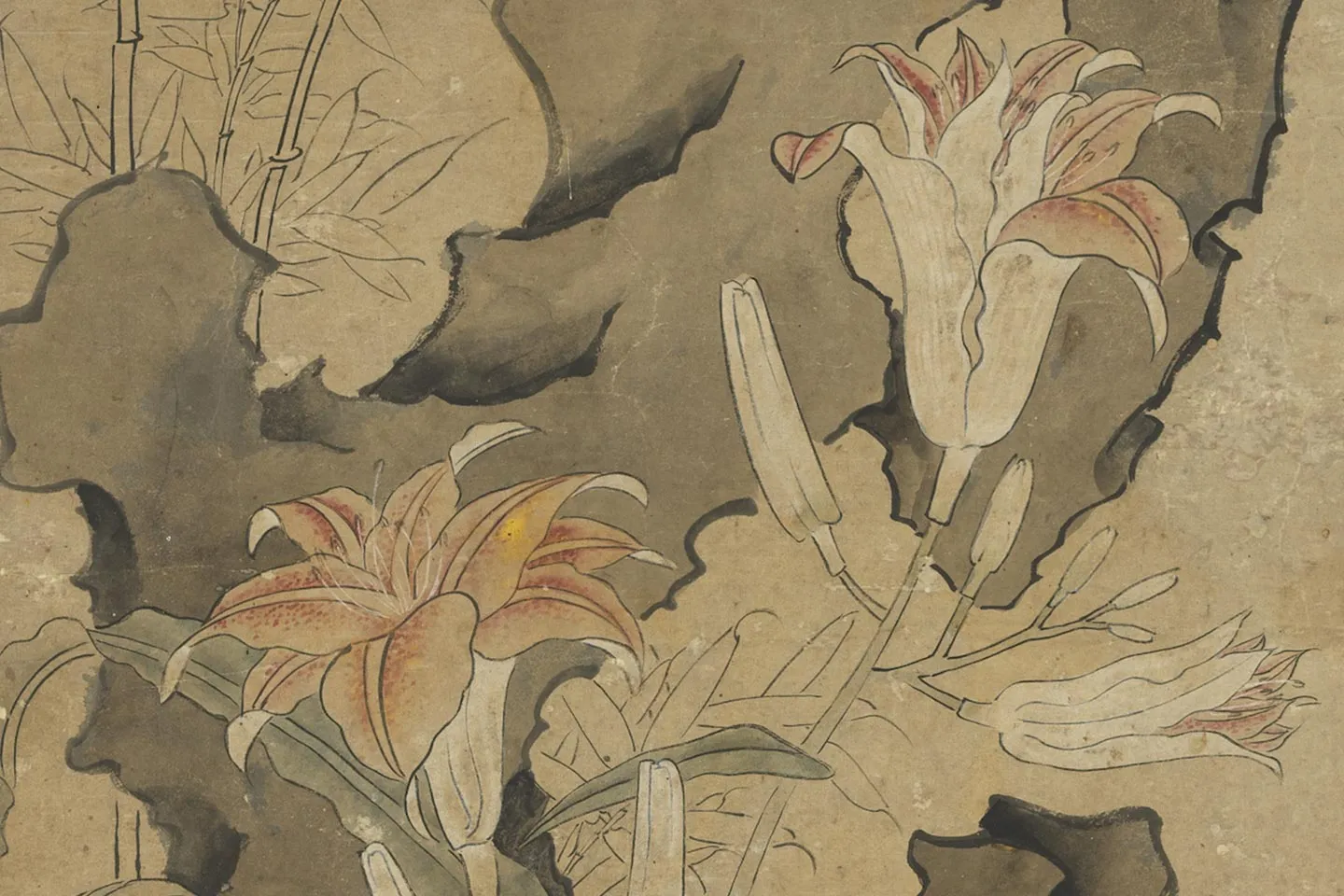 陈洪绶《萱花竹石图》局部 (1)