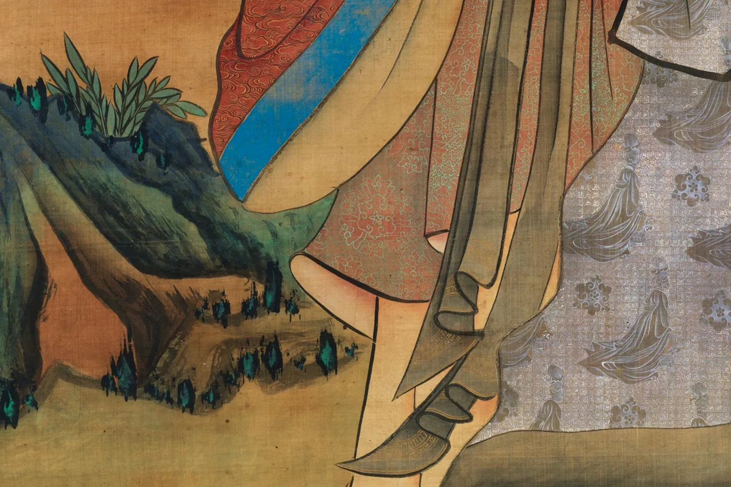 陈洪绶佛道人物画《仙人献寿图》局部 (5)