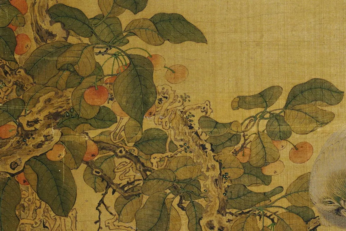 黄居寀《含桃绶带图》局部 (4)