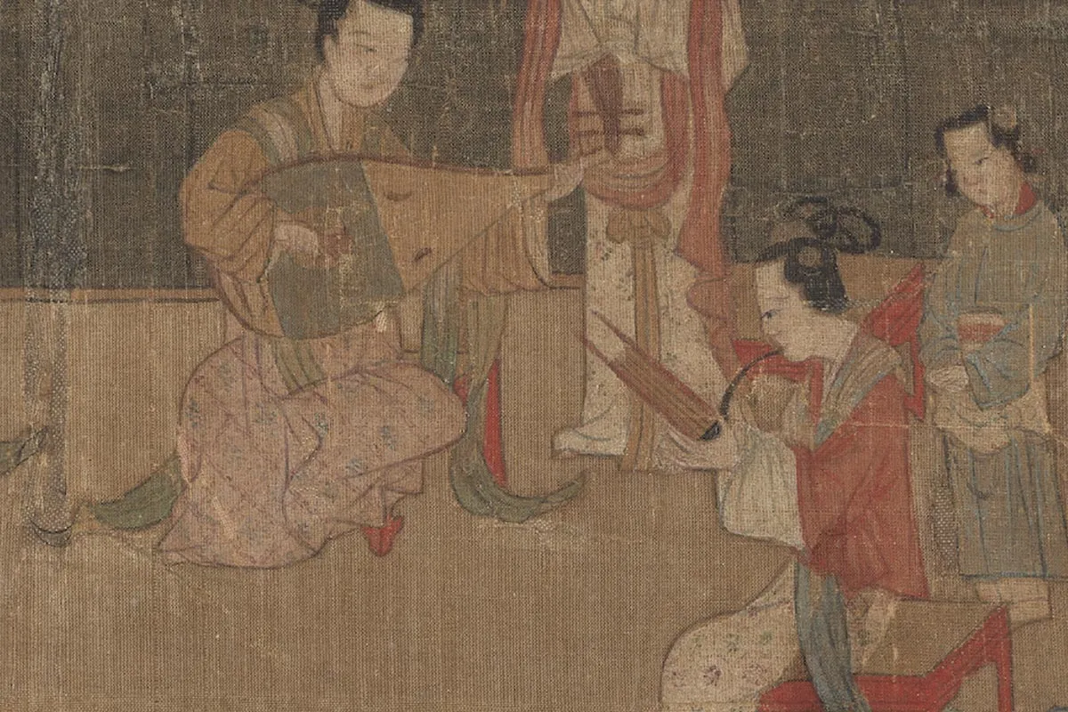 周文矩仕女画《按乐图》局部 (1)