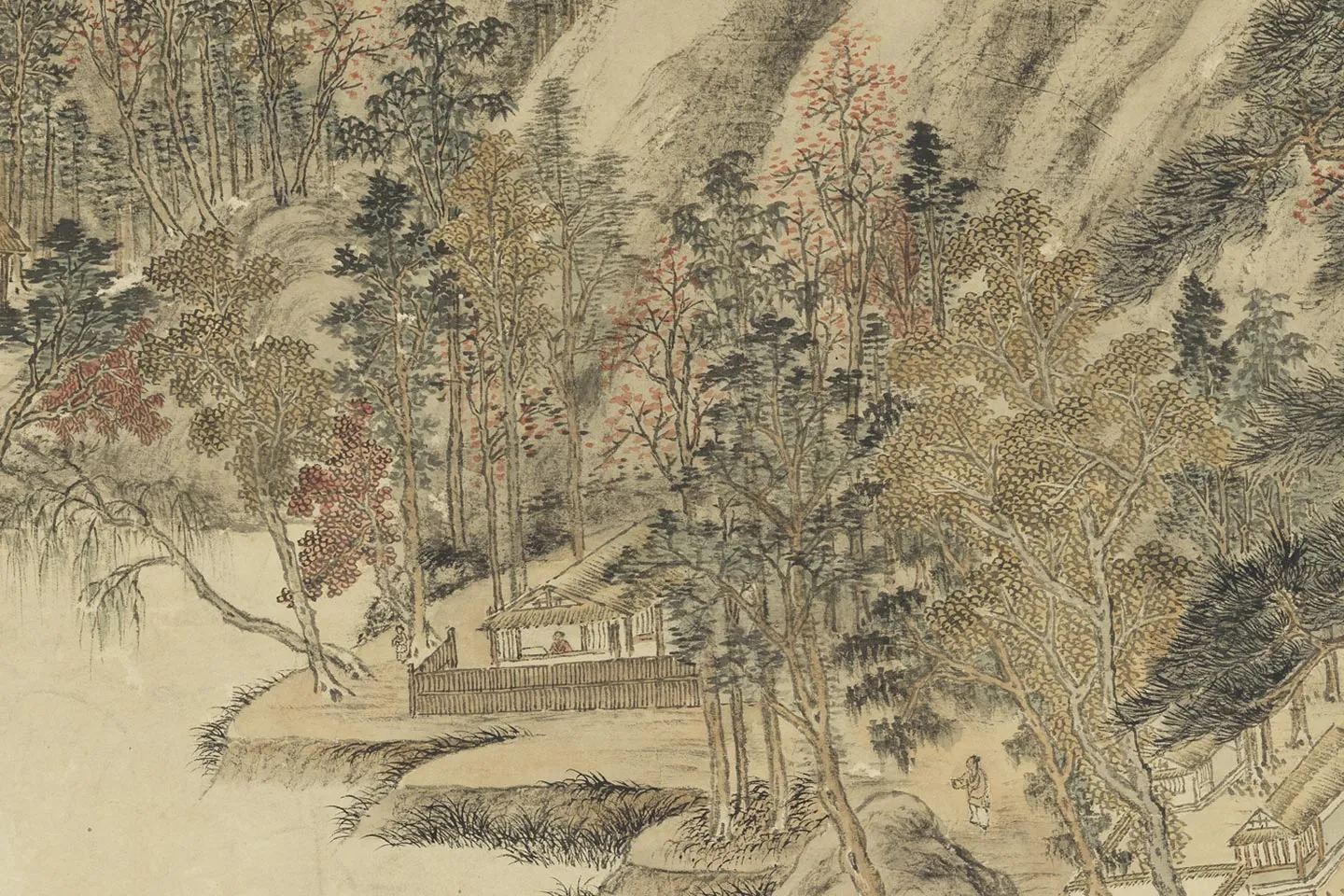 唐岱《仿王蒙山水》局部 (3)