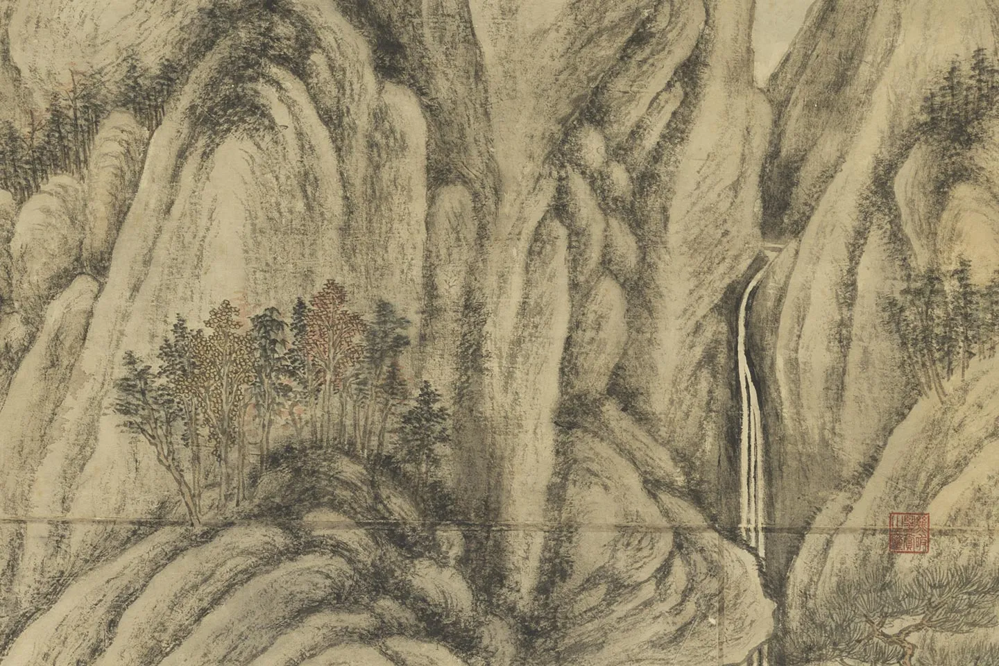 唐岱《仿王蒙山水》局部 (5)