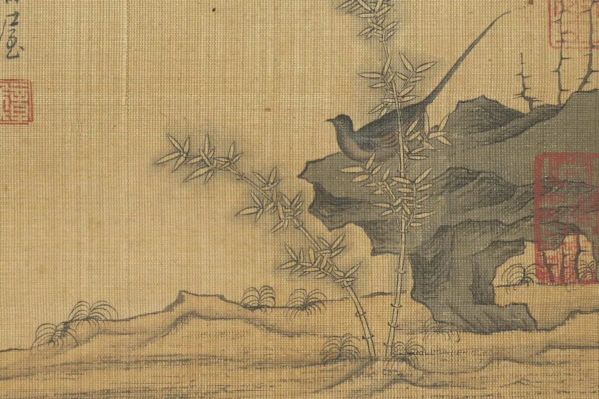 陈洪绶《兰竹文雉图》局部 (1)