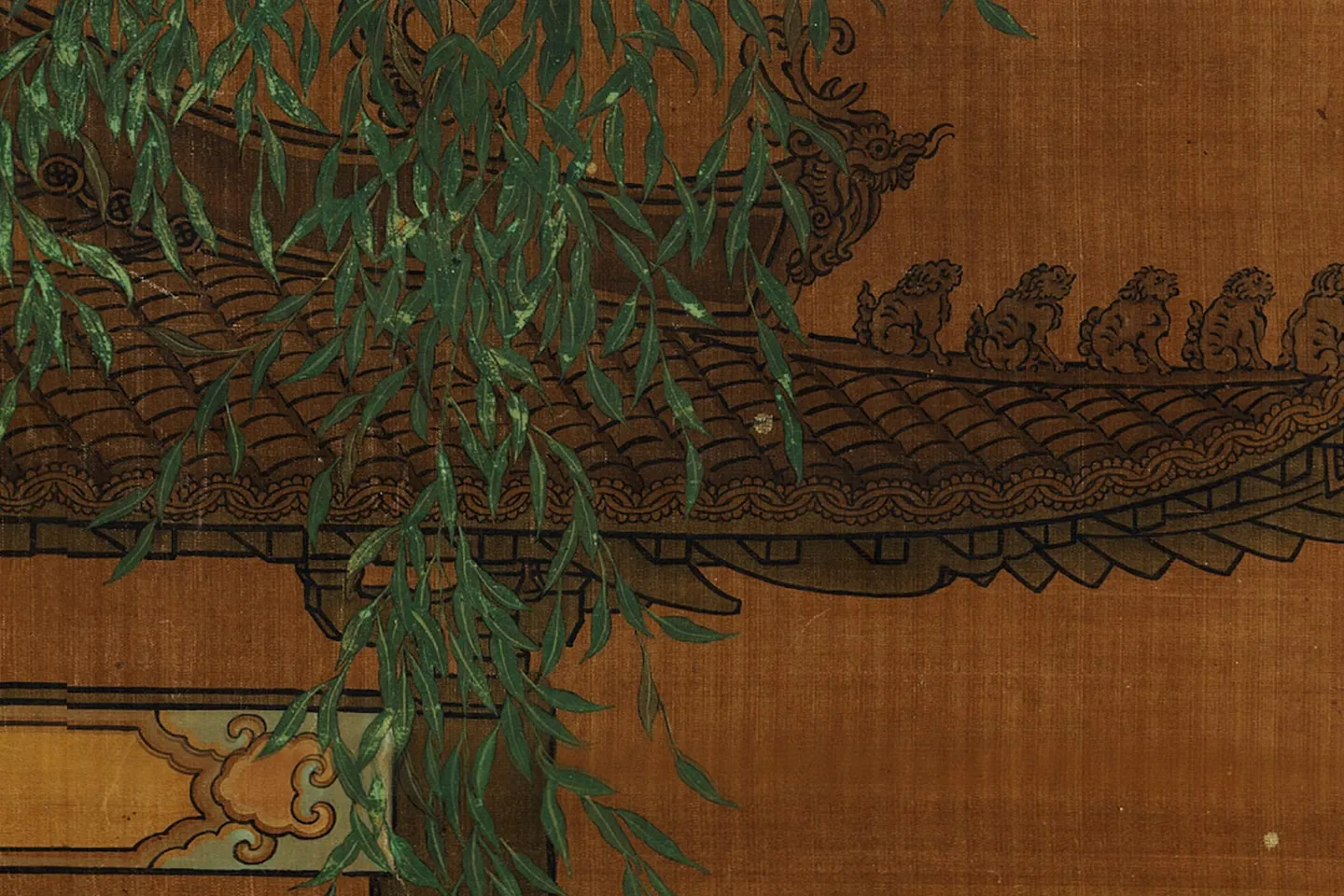 周文矩《荷亭奕钓仕女图》局部 (7)