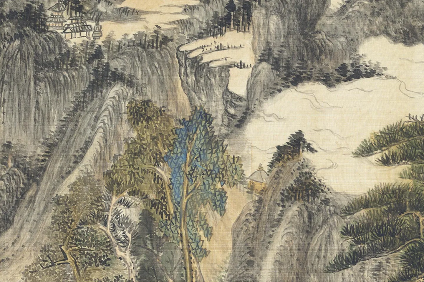 王敬铭山水画《炉峰山万叠图》局部 (5)